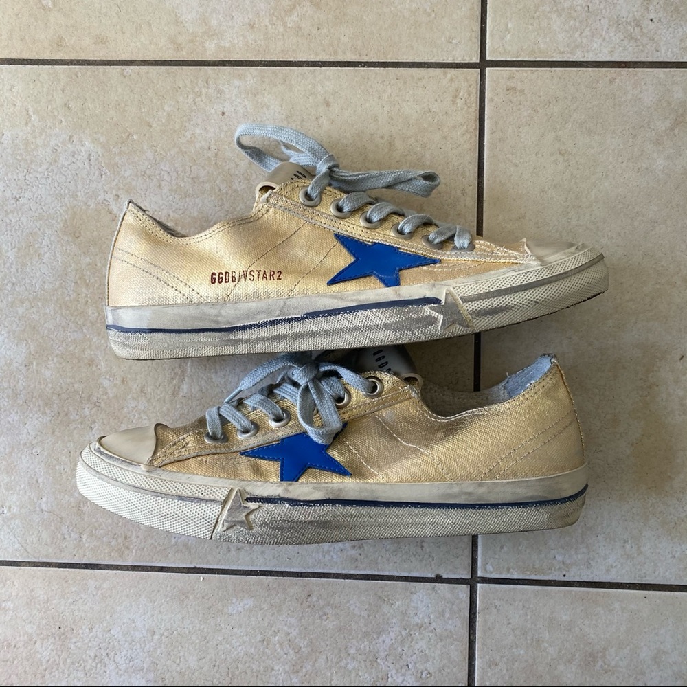GGDB Golden Goose VSTAR2 Blue Star Metallic Leather Sneakers 38 Italy